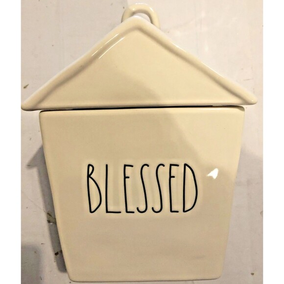 Rae Dunn Other - Rae Dunn Large Ceramic Cookie Jar Cottage House blessed White new B565 Farm Life